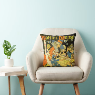 Vintage Mother Goose liest Kindern vor Kissen