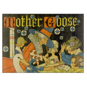 Vintage Mother Goose liest Kindern vor Schneidebrett