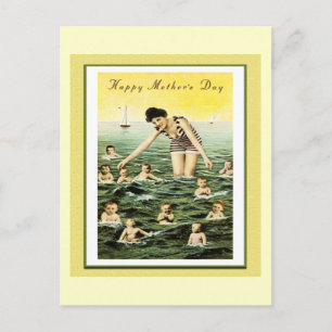 Vintage Mother's Day Baby Swimmers Postkarte