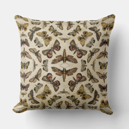 Vintage Moths Square Throw Kissen