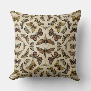 Vintage Moths Square Throw Kissen