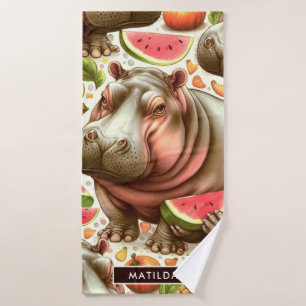 Vintage Motif d'hippopotame tropical
