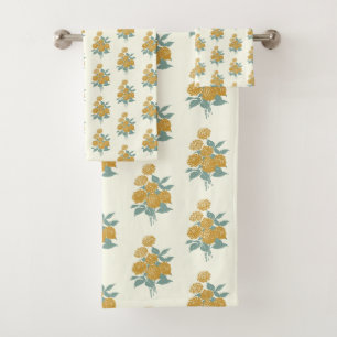 Vintage motif floral jaune moutarde d'automne