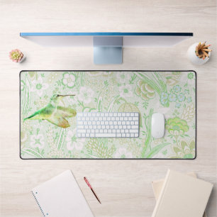 Vintage motif floral vert et colibri vert