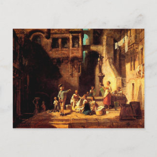 Vintage Motive - Frauen am Brunnen waschen Postkarte