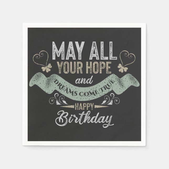 Vintage Motivierend Glückwünsche zum Geburtstag Serviette (Vorderseite)