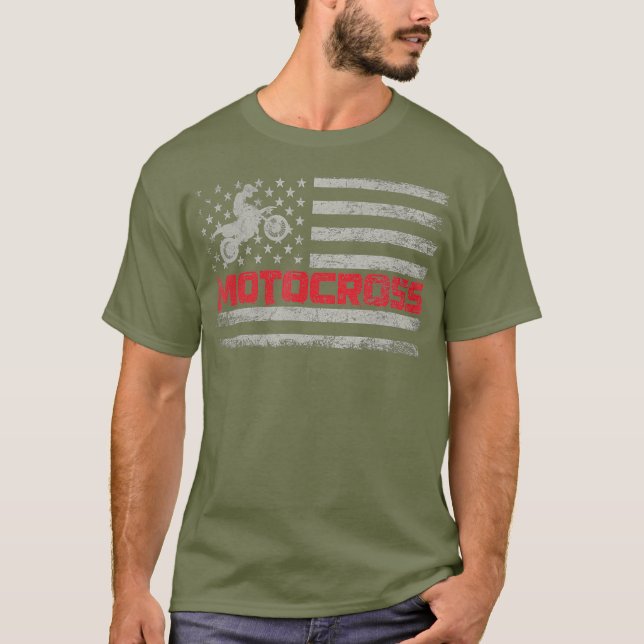 Vintage Motocross USA Fahne T-Shirt (Vorderseite)