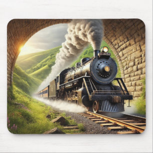 Vintage Motor-Lokomotive durch einen Tunnel Mousepad