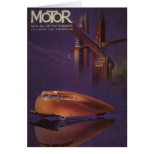 Vintage-Motor-Magazin-Cover, futuristisches Stadta