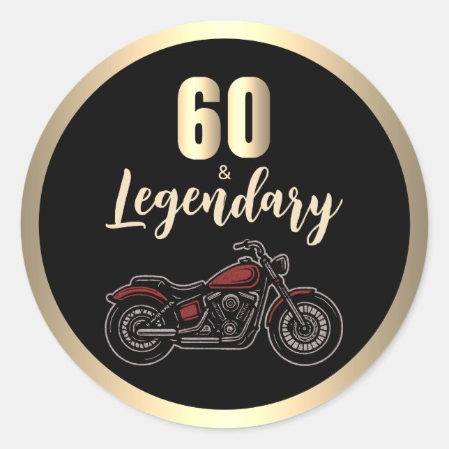 Vintage Motorcycle 60th Birthday Bike  Runder Aufkleber (Vorderseite)