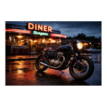 Vintage Motorcycle & American Diner