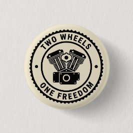 Vintage Motorcycle Engine Freedom Emblem Button