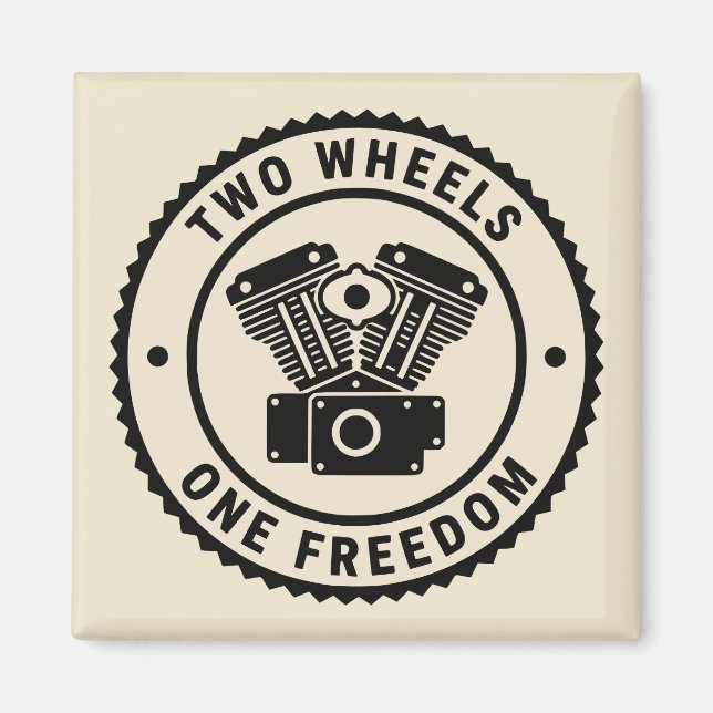 Vintage Motorcycle Engine Freedom Emblem Magnet (Vorne)