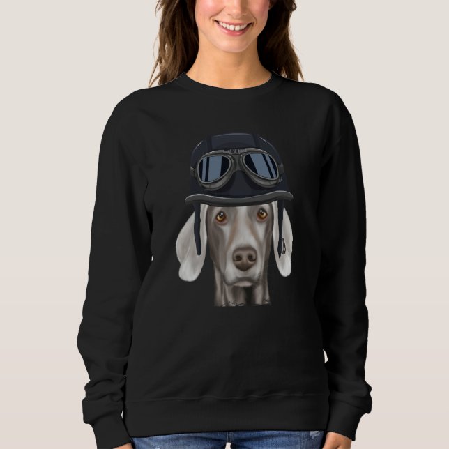 Vintage Motorcycle Helmet Weimaraner Sweatshirt (Vorderseite)