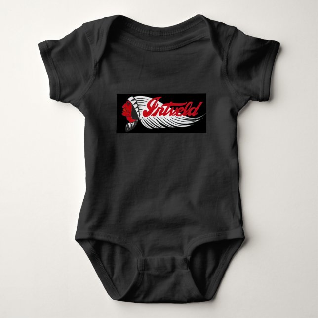 Vintage Motorcycle Logo Black Baby Strampler (Vorderseite)
