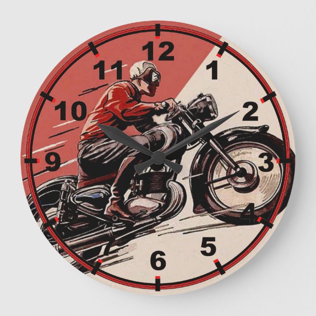 Vintage Motorcycles Große Wanduhr (Vorderseite)