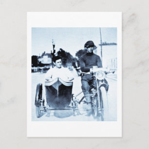 Vintage Motorrad & Beiwagen Postkarte