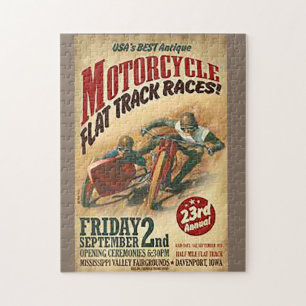 Vintage-Motorrad-Flachbahn-Werbung