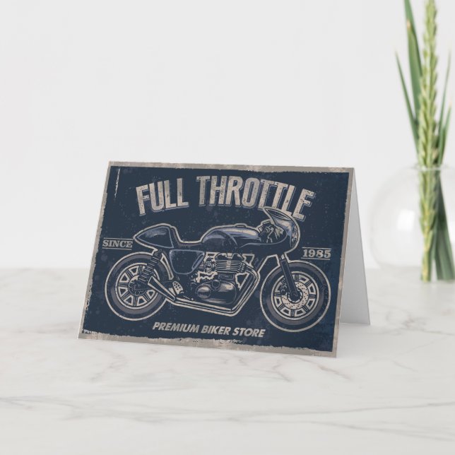 Vintage Motorrad-Grußkarte Dankeskarte (Vorderseite)