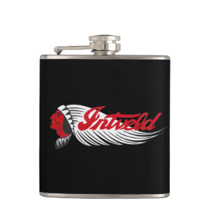 Vintage-Motorrad-Logo Schwarz Flachmann