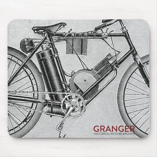 Vintage Motorrad-Mausunterlage Mousepad (Vorne)