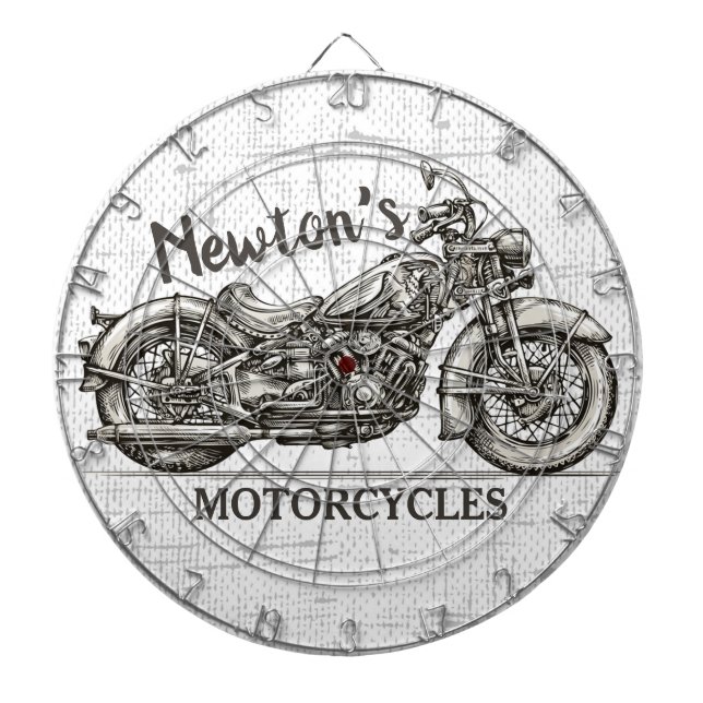 Vintage Motorrad-Personalisierter NAME Biker-Garag Dartscheibe (vorne)