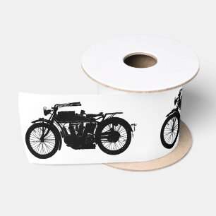 Vintage Motorrad-Silhouette im reichen Schwarzen Satinband