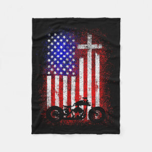 Vintage-Motorrad USA-Flagge Christlicher Glaube fü Fleecedecke