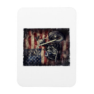 Vintage-Motorrad USA-Flagge Retro-Biker Amerikanis Magnet