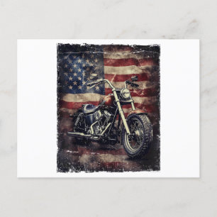 Vintage-Motorrad USA-Flagge Retro-Biker Amerikanis Postkarte