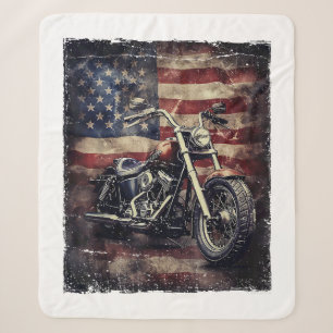 Vintage-Motorrad USA-Flagge Retro-Biker Amerikanis Sherpadecke