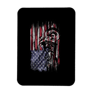 Vintage-Motorrad USA-Flagge Retro-Biker, Motorradf Magnet