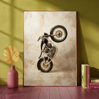 Vintage-Motorrad Wheelie Minimalist Beige Kunst
