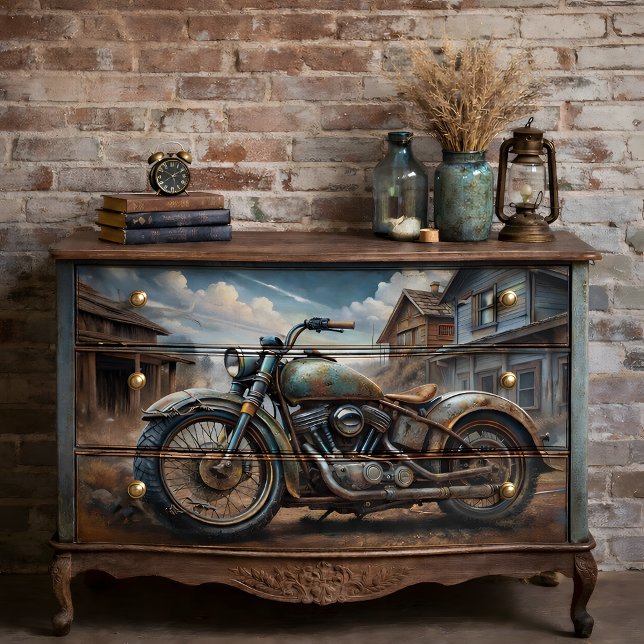 Vintage Motorraddekoutierung Seidenpapier (Vintage Motorcycle Decoupage Tissue Paper Mockup)