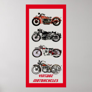 Vintage MOTORRÄDER Rot Grau Poster