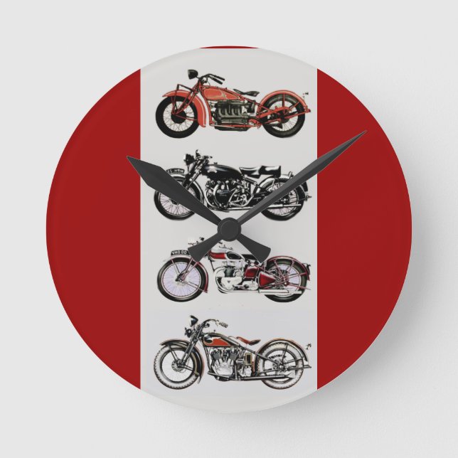 VINTAGE MOTORRÄDER RUNDE WANDUHR (Vorderseite)