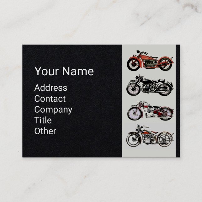 VINTAGE MOTORRÄDER - Weißes Schwarzes Papier Visitenkarte (Vorderseite)