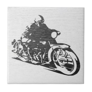 Vintage-Motorradfahrer-Keramikfliese Fliese