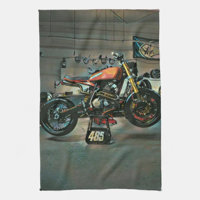 Vintage Motorradkunst Geschirrtuch (Vertikal)