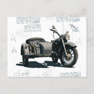 Vintage-Motorradzeichnung Postkarte