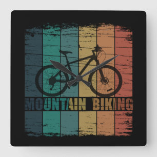 Vintage-Mountainbike-Fahren Quadratische Wanduhr