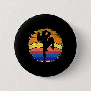 Vintage Muay Thai Retro Sonnenuntergang Lustiges K Button