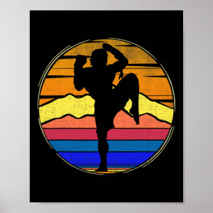 Vintage Muay Thai Retro Sonnenuntergang Lustiges K Poster