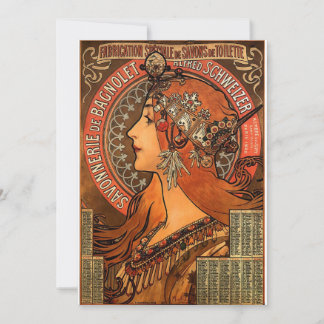 Vintage Mucha Art Einladungen