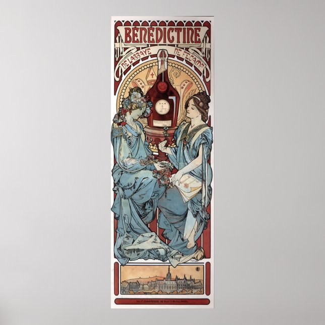 Vintage Mucha Benediktinerwerbung Poster (Vorne)