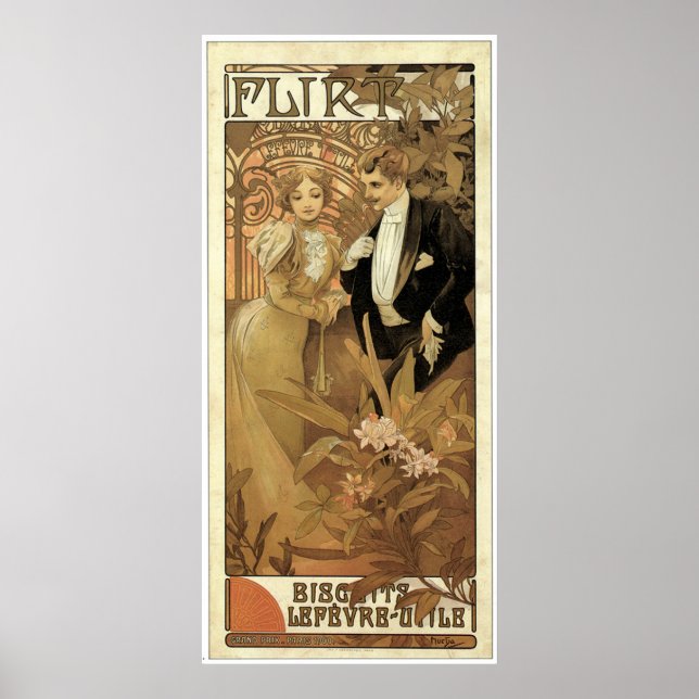 Vintage Mucha Flirt Biscuits Werbung Poster (Vorne)