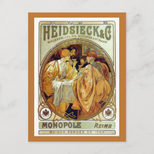Vintage Mucha Heidsieck & Co. Postkarte