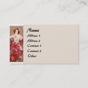 Vintage Mucha Lady Visitenkarte