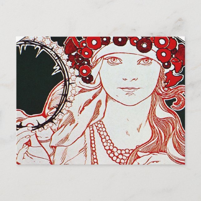 Vintage Mucha Postkarte (Vorderseite)