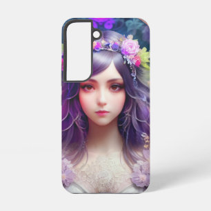 Vintage Mucha-Stil-Porträt einer schönen Frau Samsung Galaxy Hülle